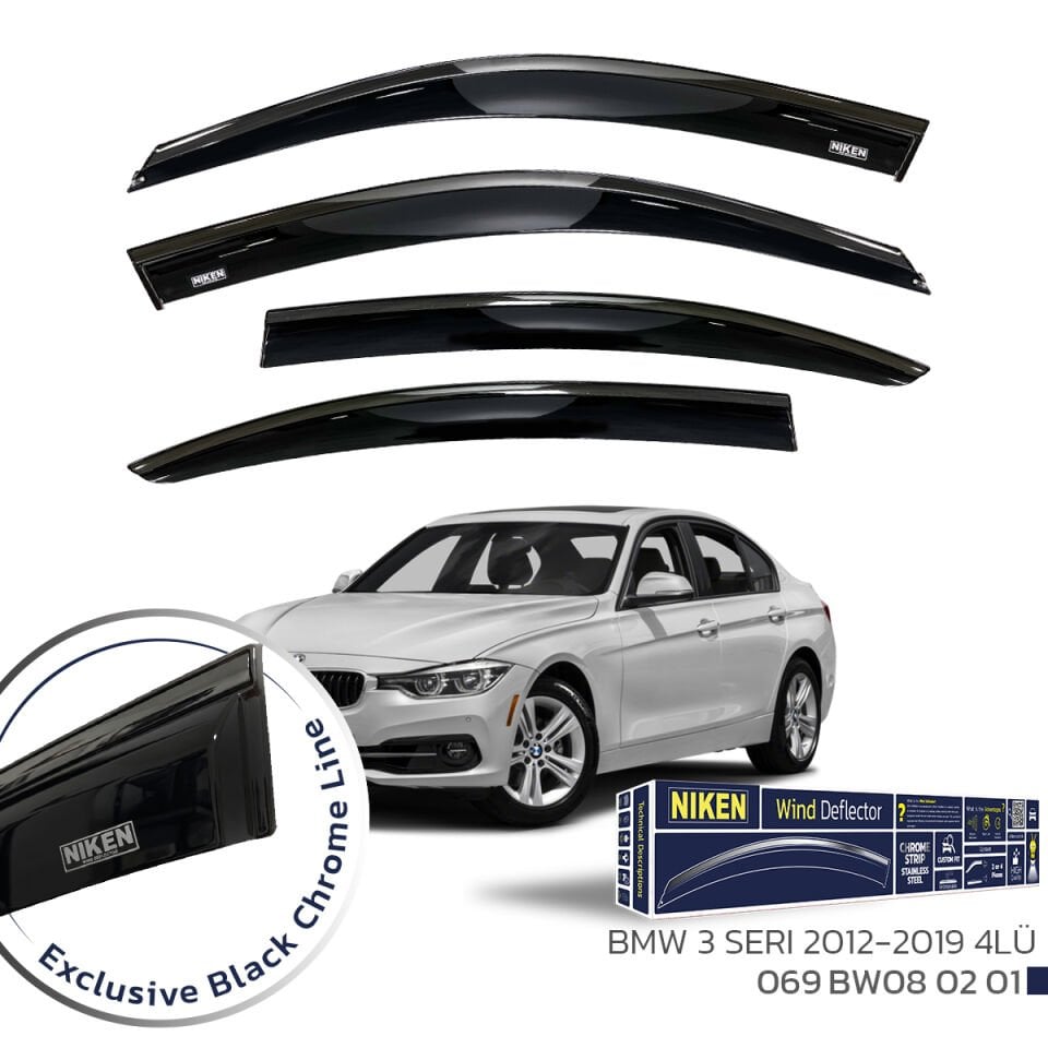 Niken Bmw 3 Serisi F30 Cam Rüzgarlığı Siyah Kromlu 2012- 4'Lü