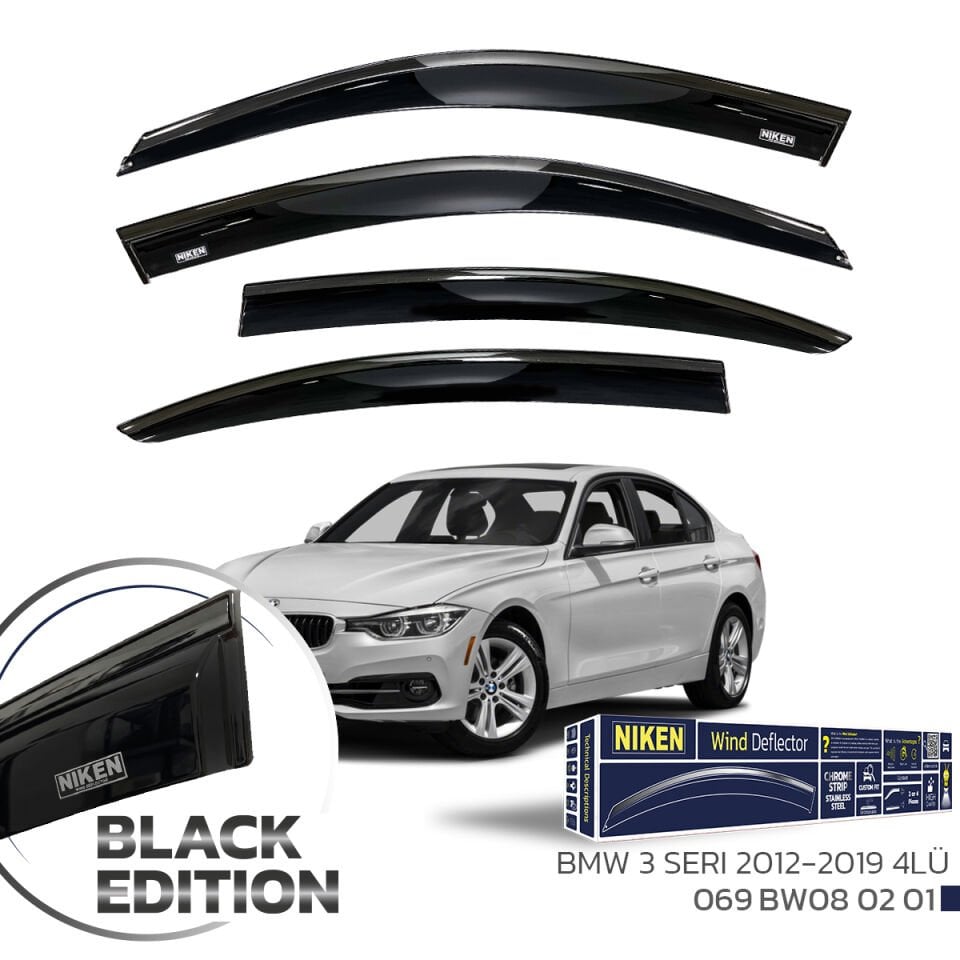 Niken Bmw 3 Serisi F30 Cam Rüzgarlığı Siyah Kromlu 2012- 4'Lü
