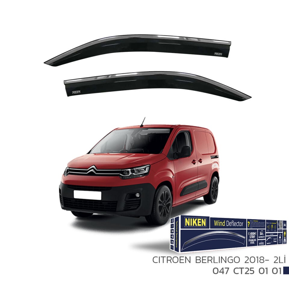 Niken Citroen Berlingo Cam Rüzgarlığı Kromlu (2018+) 2'li Set