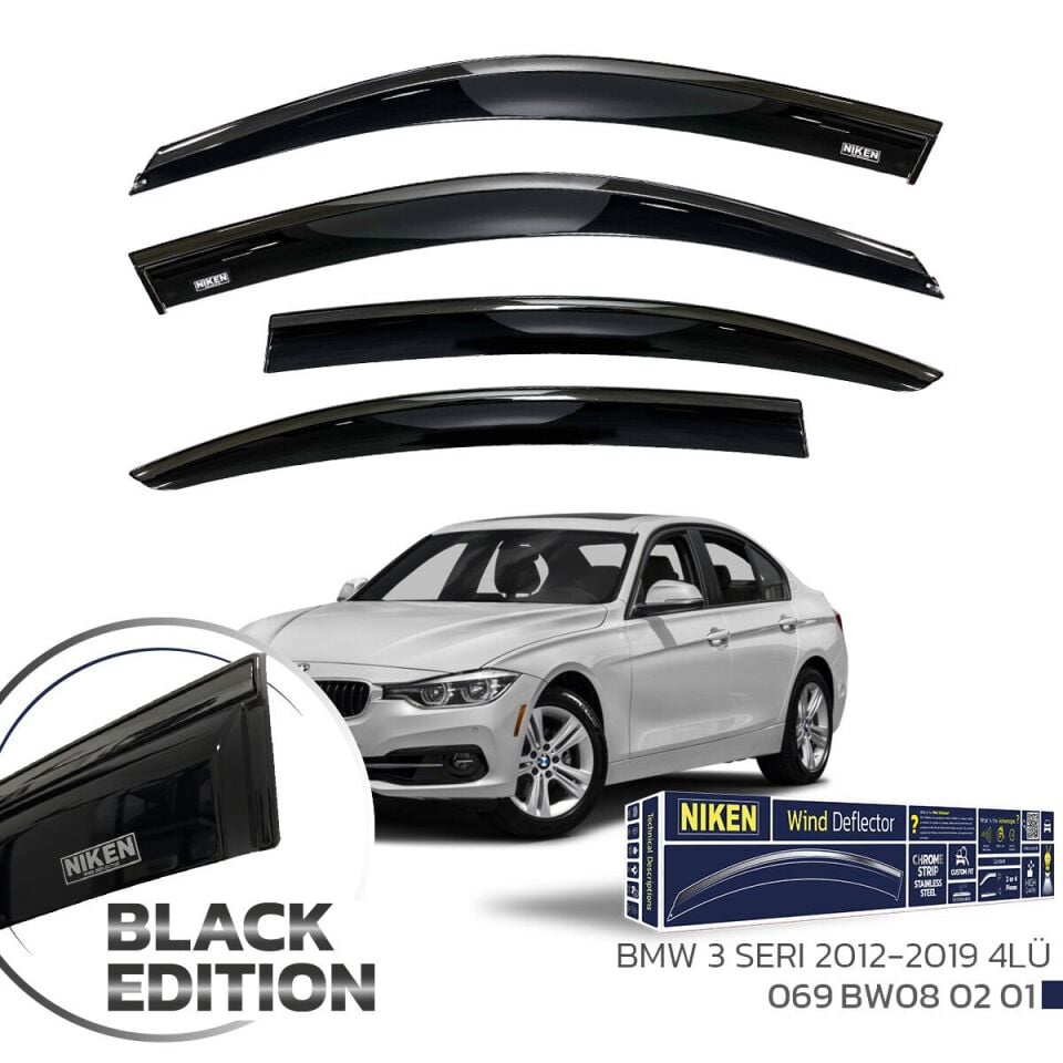 Niken Bmw 3 Serisi F30 Cam Rüzgarlığı Siyah Kromlu 2012- 4'Lü