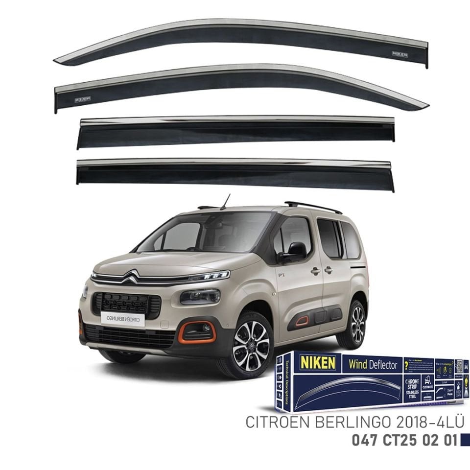 Niken Citroen Berlingo 2018- Kromlu Cam Rüzgarlığı 4 LÜ