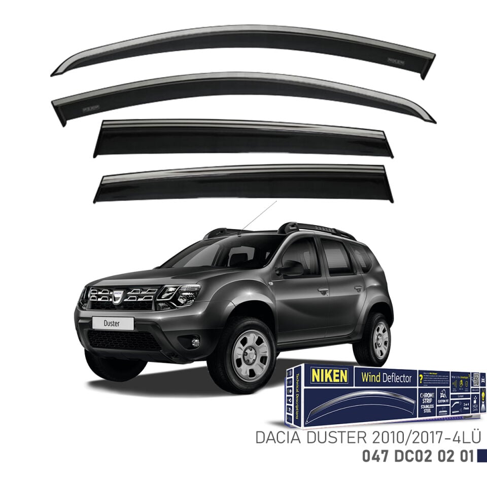 Niken Dacia Duster Cam Rüzgarlığı Kromlu (2010-2017) 4'lü Set