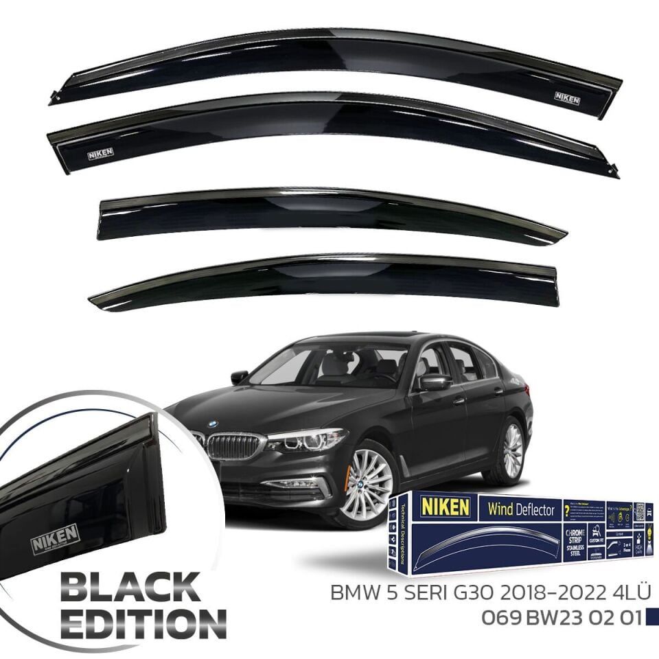 Niken Bmw 5 Serisi G30 Cam Rüzgarlığı Siyah Kromlu 2018-2022 4'Lü