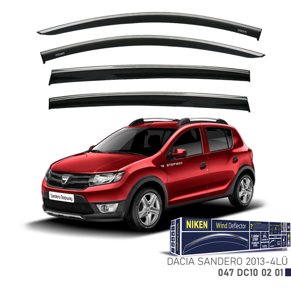Niken Dacia Sandero Cam Rüzgarlığı Kromlu (2013-2020) 4'lü Set