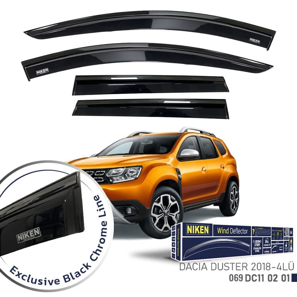 Niken Dacia Duster Cam Rüzgarlığı Siyah Kromlu 2018- 4'Lü