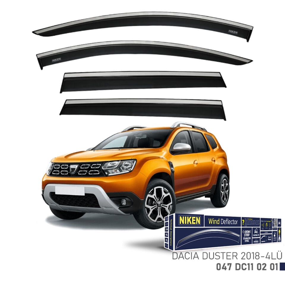 Niken Dacia Duster Cam Rüzgarlığı Kromlu (2018+) 4'lü Set