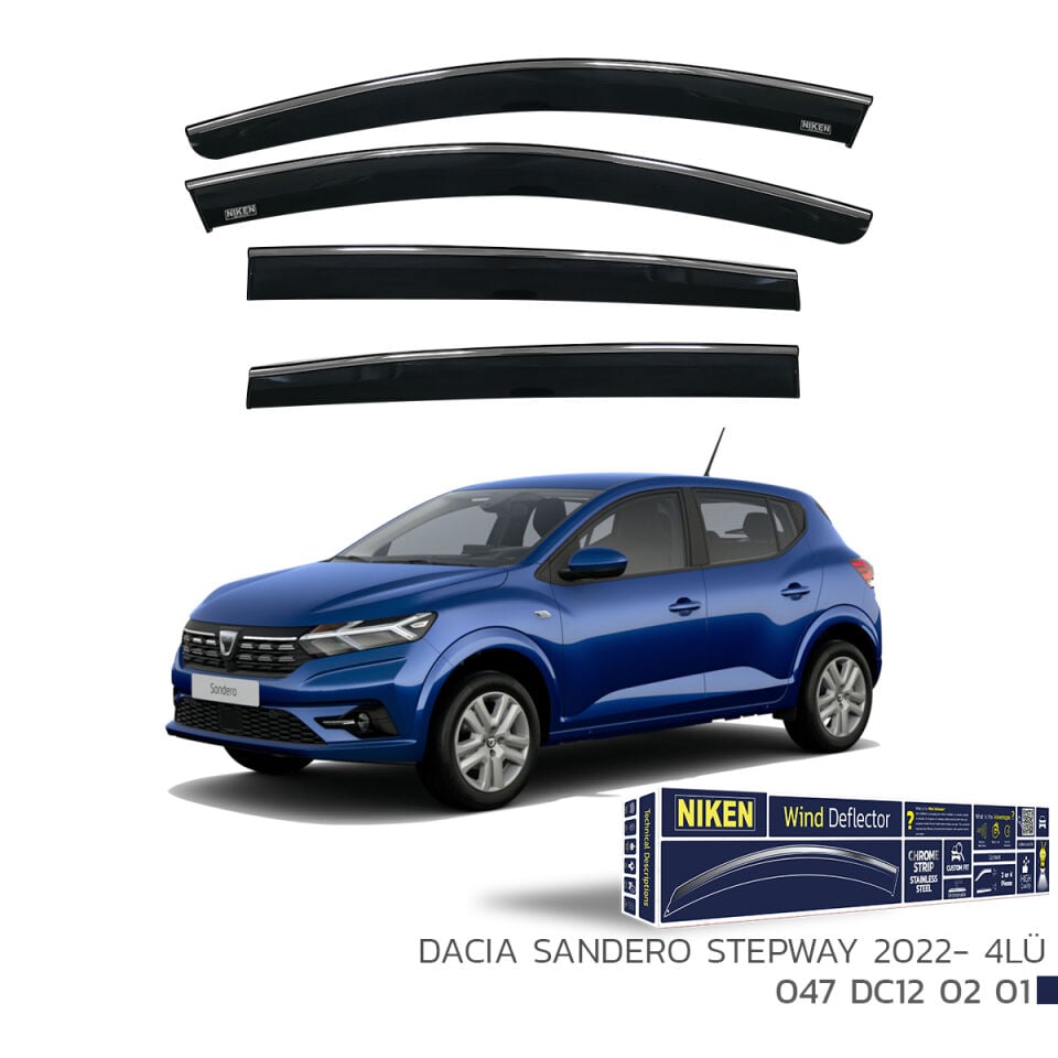 Niken Dacia Sandero Cam Rüzgarlığı Kromlu (2022+) 4'lü Set