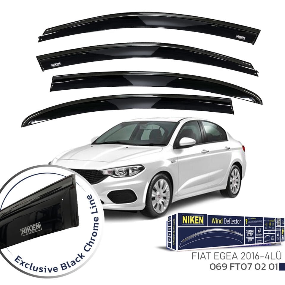 Niken Fiat Egea Cam Rüzgarlığı Siyah Kromlu 2016- 4'Lü