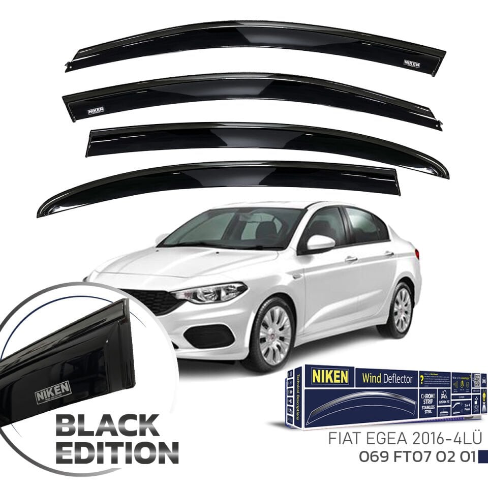 Niken Fiat Egea Cam Rüzgarlığı Siyah Kromlu 2016- 4'Lü