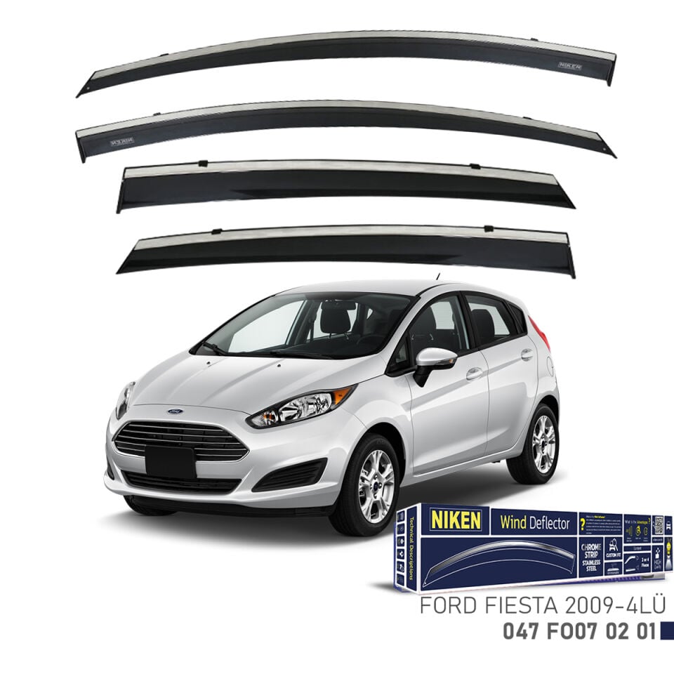 Niken Ford Fiesta Cam Rüzgarlığı Kromlu (2009+) 4'lü Set