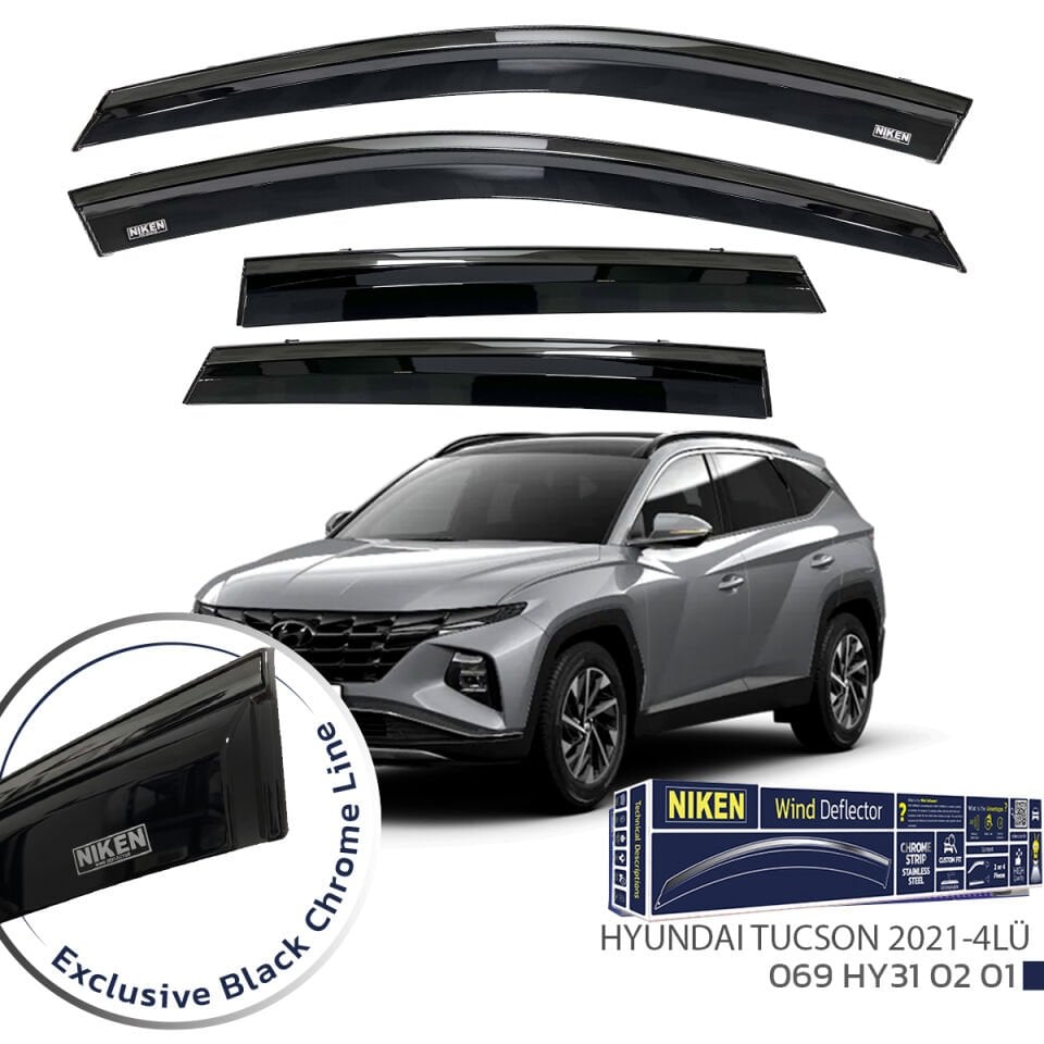 Niken Hyundai Tucson Cam Rüzgarlığı Siyah Kromlu 2021- 4'Lü