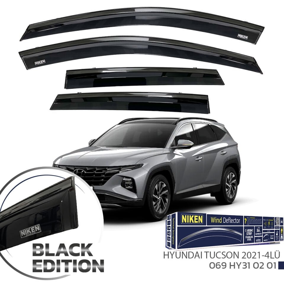 Niken Hyundai Tucson Cam Rüzgarlığı Siyah Kromlu 2021- 4'Lü