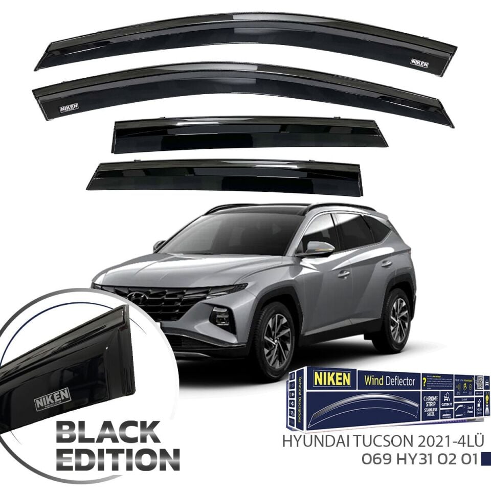 Niken Hyundai Tucson Cam Rüzgarlığı Siyah Kromlu 2021- 4'Lü