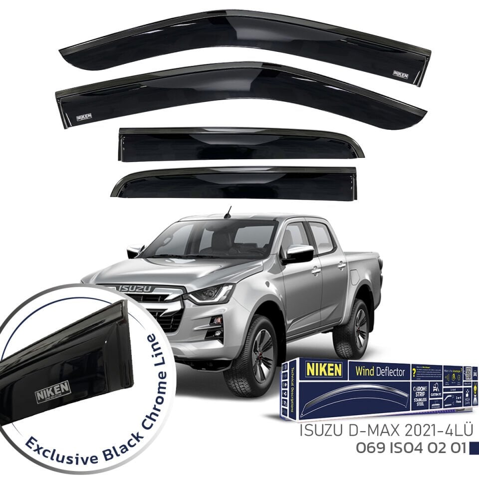 Niken Isuzu D-Max Cam Rüzgarlığı Siyah Kromlu 2021- 4'Lü