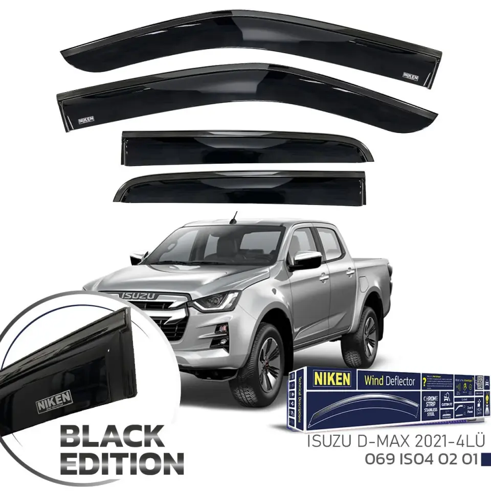 Niken Isuzu D-Max Cam Rüzgarlığı Siyah Kromlu 2021- 4'Lü
