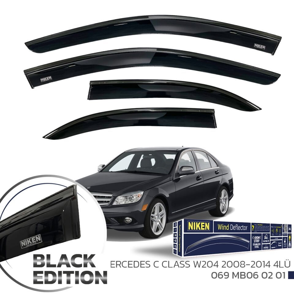 Niken Mercedes C Serisi W204 Cam Rüzgarlığı Siyah Kromlu 2008-2014 4'Lü