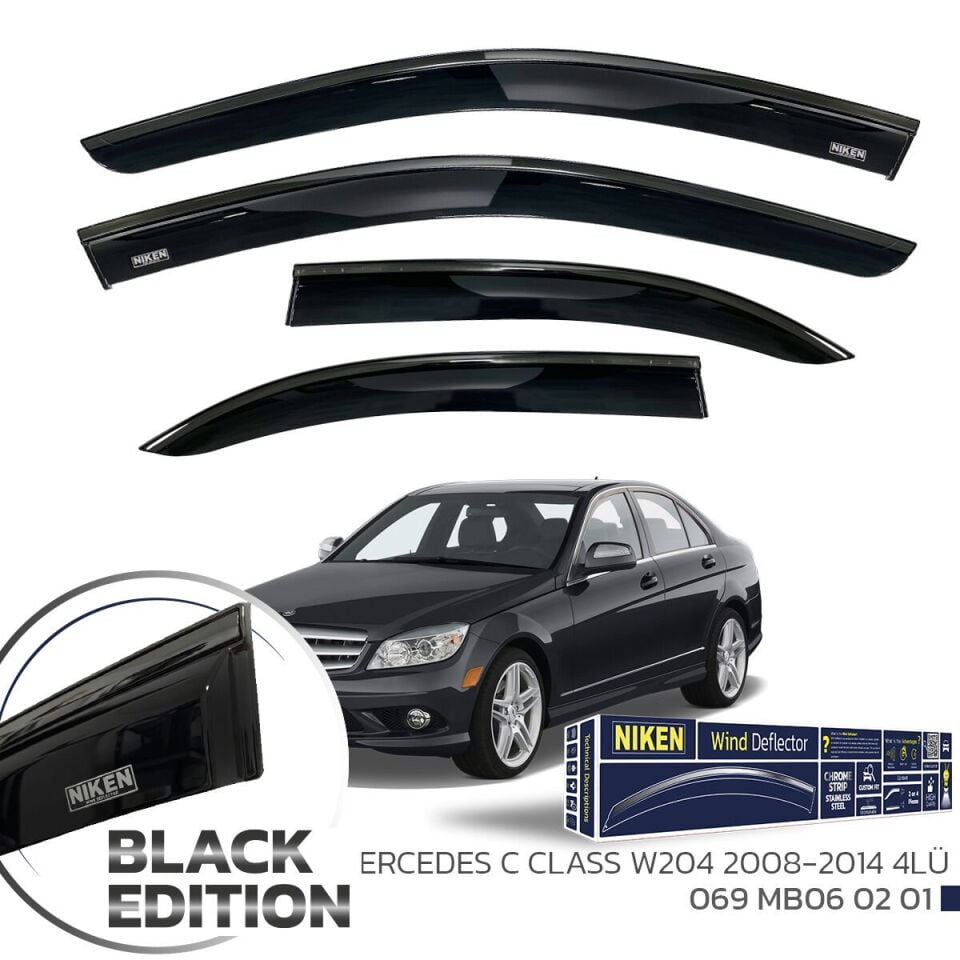 Niken Mercedes C Serisi W204 Cam Rüzgarlığı Siyah Kromlu 2008-2014 4'Lü