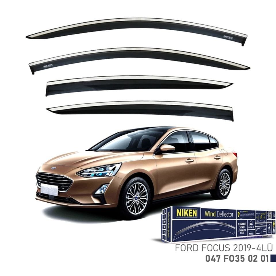 Niken Ford Focus 2019- Kromlu Cam Rüzgarlığı 4 LÜ