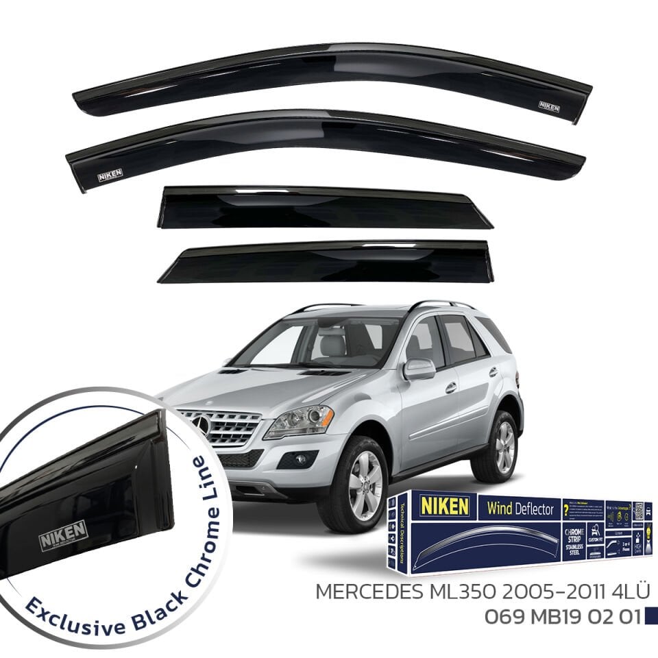 Niken Mercedes ML350 Cam Rüzgarlığı Siyah Kromlu 2005-2011 4'Lü