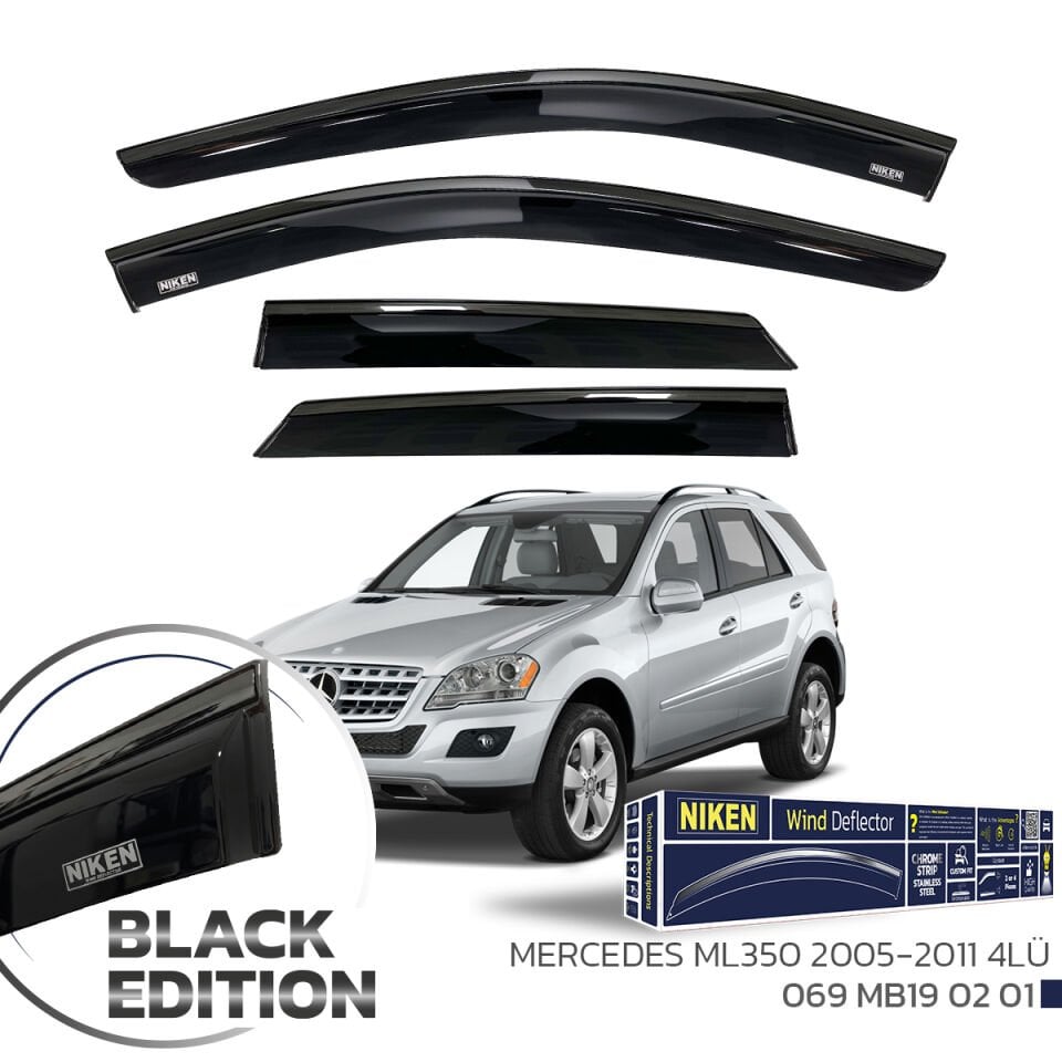 Niken Mercedes ML350 Cam Rüzgarlığı Siyah Kromlu 2005-2011 4'Lü