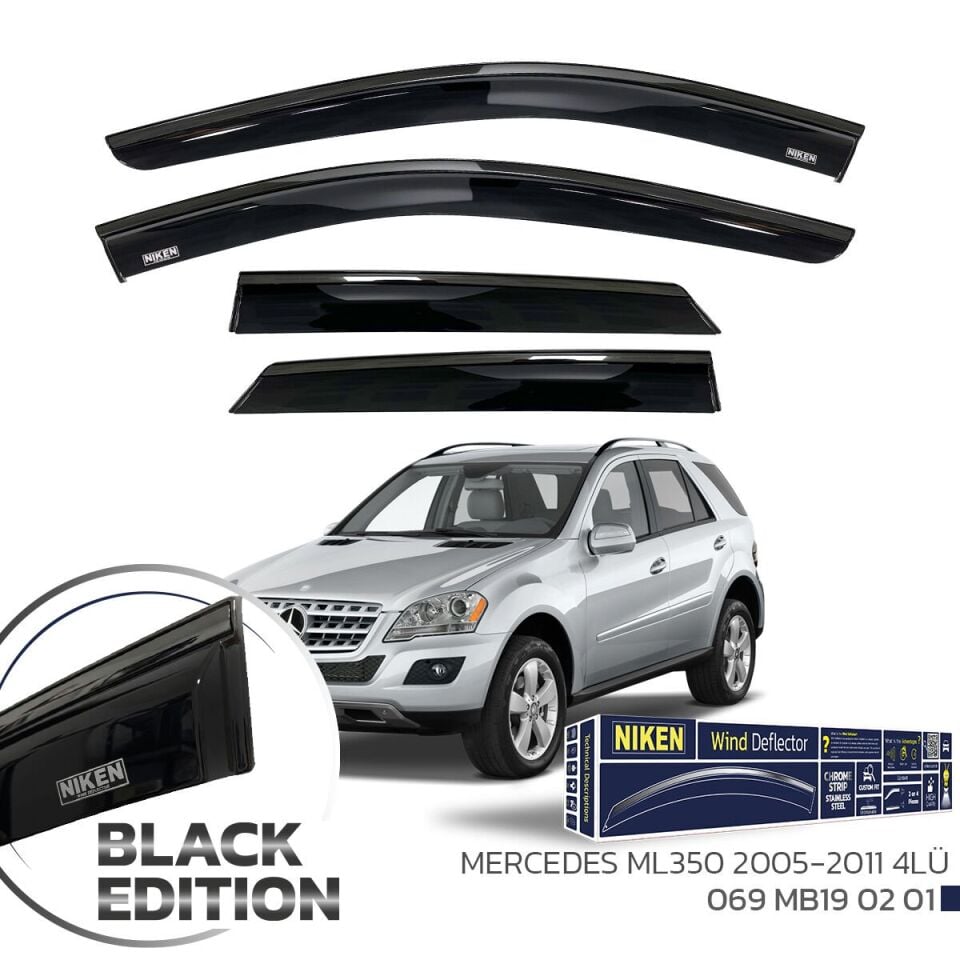 Niken Mercedes ML350 Cam Rüzgarlığı Siyah Kromlu 2005-2011 4'Lü