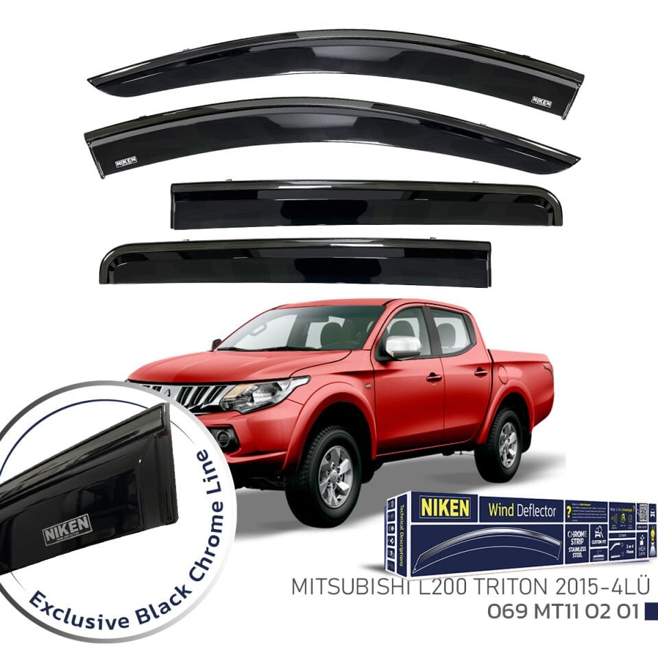 Niken Mitsubishi L200 Cam Rüzgarlığı Siyah Kromlu 2015- 4'Lü