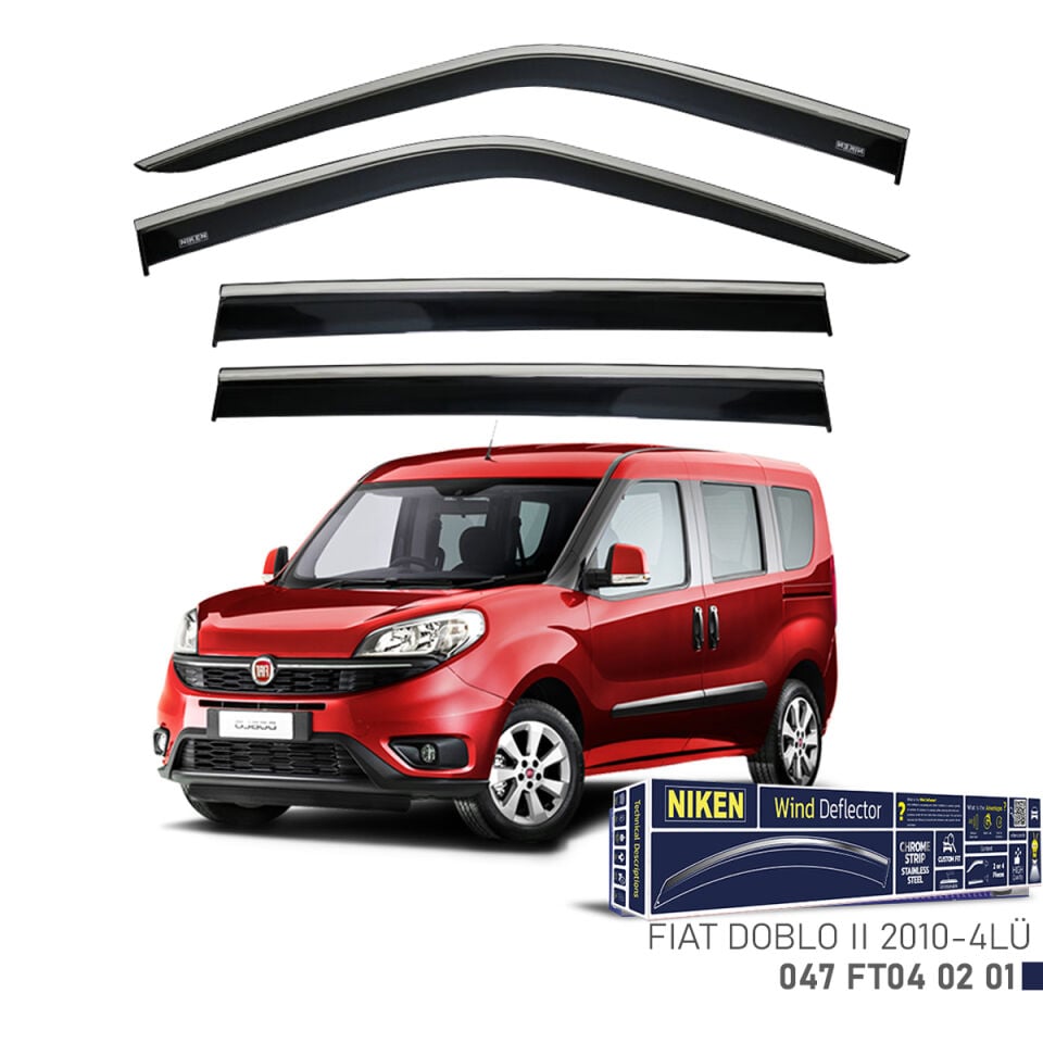 Niken Fiat Doblo Cam Rüzgarlığı Kromlu (2010+) 4'lü Set