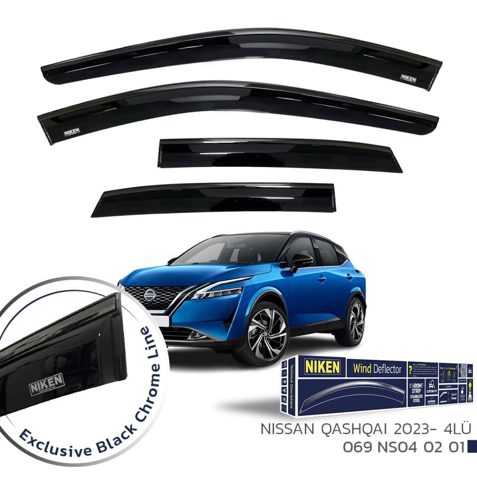Niken Nissan Qashqai Cam Rüzgarlığı Siyah Kromlu 2023- 4'Lü