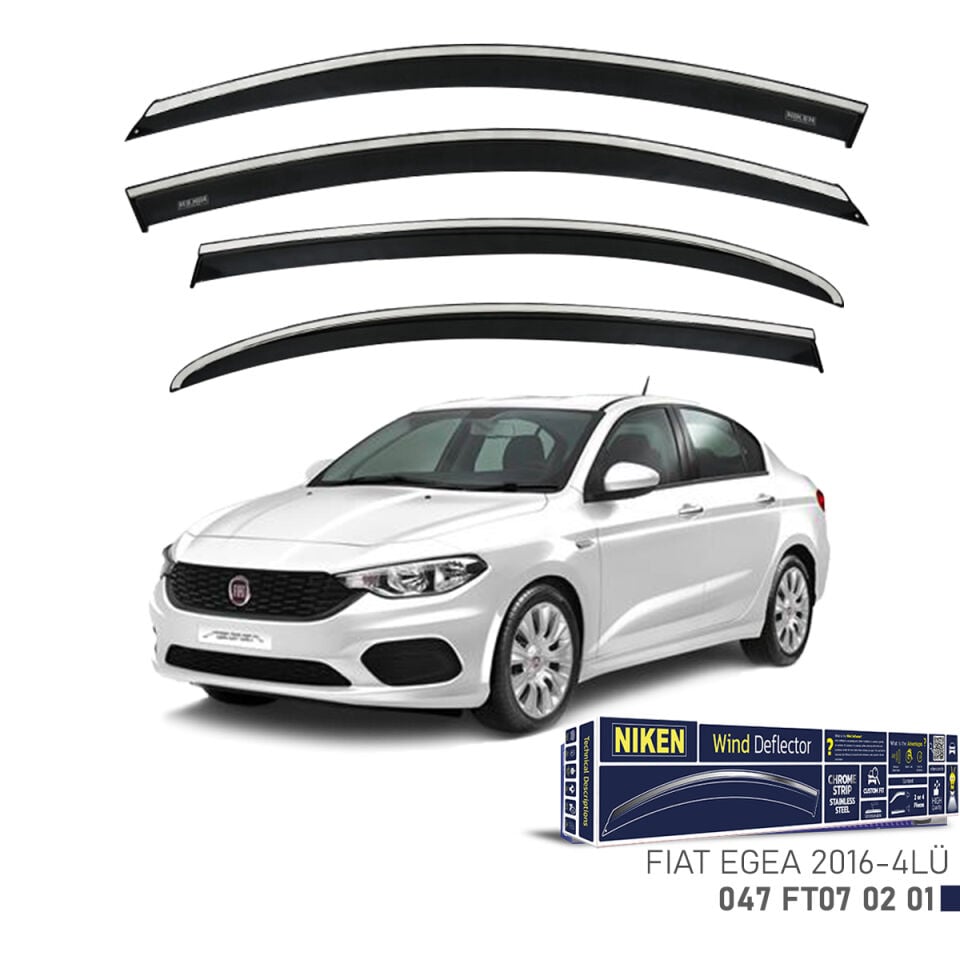 Niken Fiat Egea Cam Rüzgarlığı Kromlu (2016+) 4'lü Set