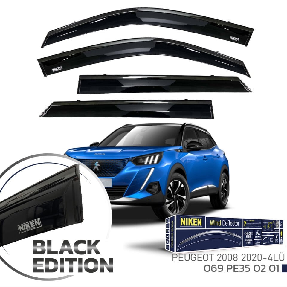 Niken Peugeot 2008 Cam Rüzgarlığı Siyah Kromlu 2020- 4'Lü
