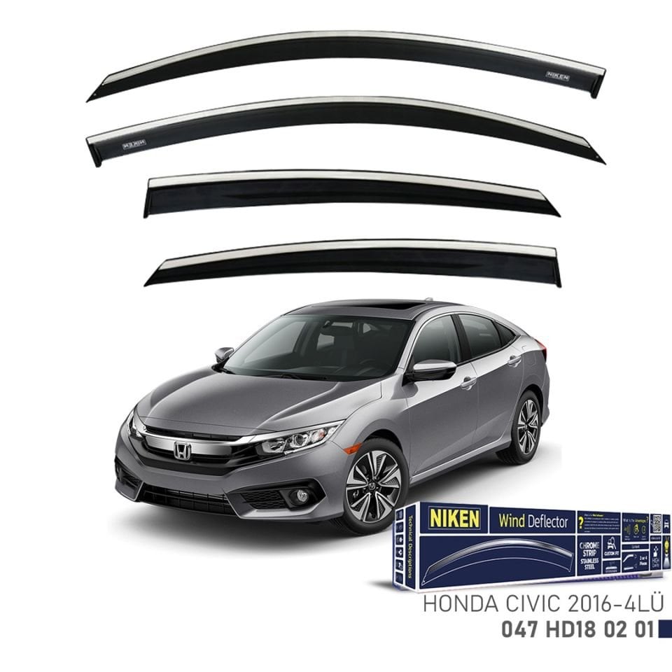 Niken Honda Civic 2016- Kromlu Cam Rüzgarlığı 4 LÜ