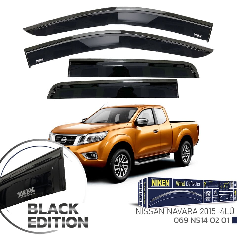 Niken Nissan Navara Cam Rüzgarlığı Siyah Kromlu 2015- 4'lü