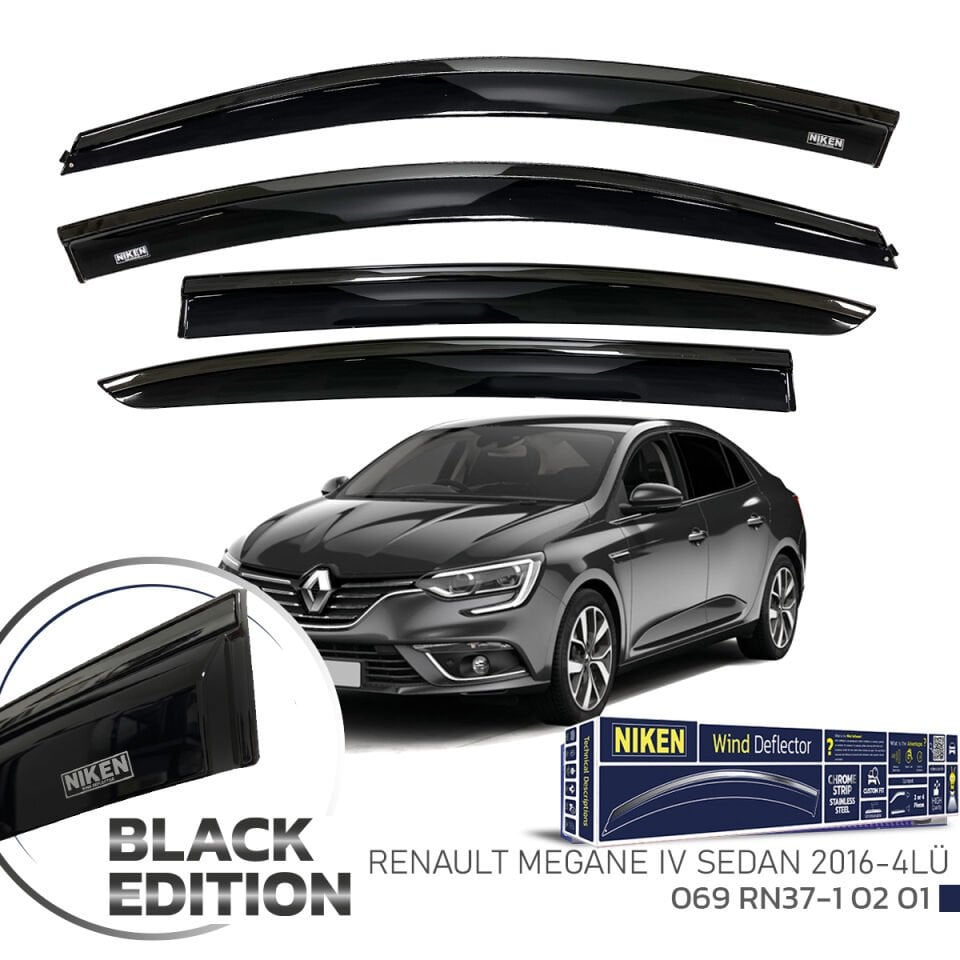 Niken Renault Megane 4 Cam Rüzgarlığı Sedan Siyah Kromlu 2016- 4'lü