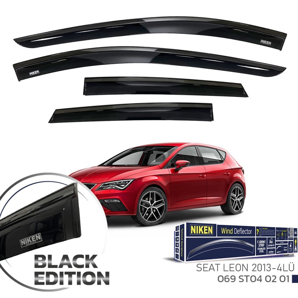 Niken Seat Leon Cam Rüzgarlığı Siyah Kromlu 2013- 4'lü
