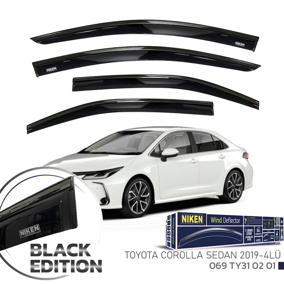 Niken Toyota Corolla Cam Rüzgarlığı Sedan Siyah Kromlu 2019- 4'lü