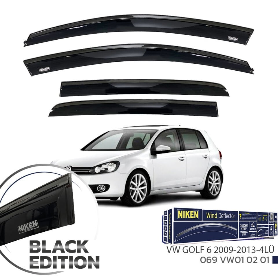 Niken Volkswagen Golf 6 Cam Rüzgarlığı Siyah Kromlu 2009-2013 4'lü