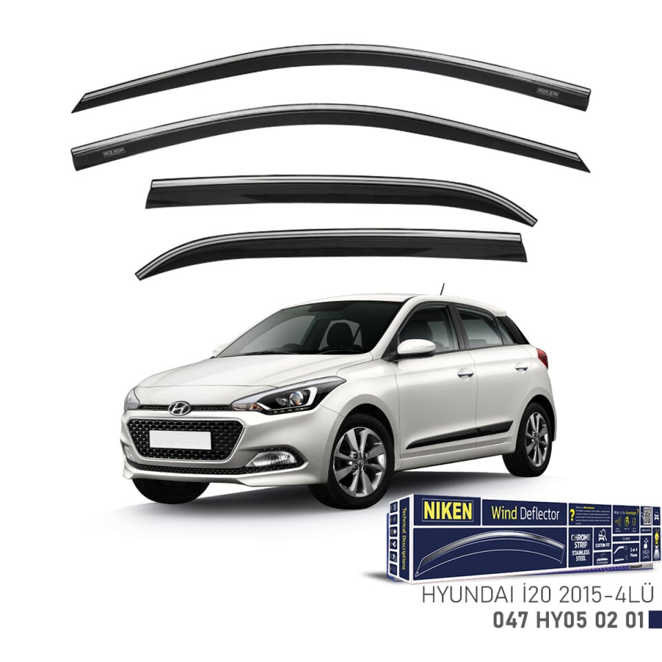 Niken Hyundai i20 Cam Rüzgarlığı Kromlu (2015+) 4'lü Set
