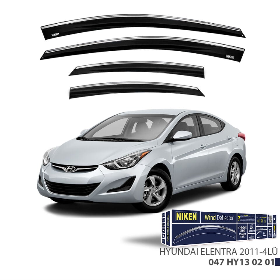 Niken Hyundai Elantra Cam Rüzgarlığı Kromlu (2011+) 4'lü Set