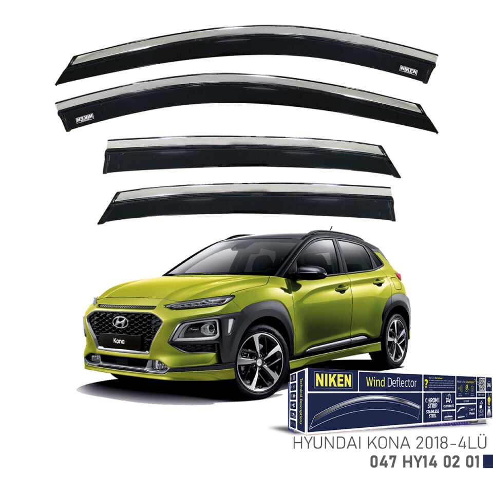 Niken Hyundai Kona Cam Rüzgarlığı Kromlu (2018+) 4'lü Set