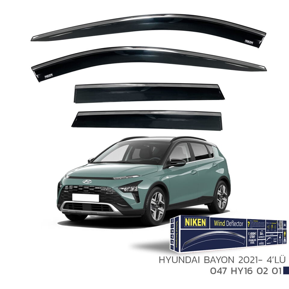 Niken Hyundai Bayon Cam Rüzgarlığı Kromlu (2021+) 4'lü Set