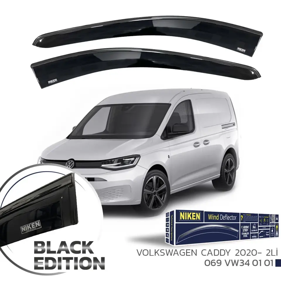 Niken Volkswagen Caddy Cam Rüzgarlığı Siyah Kromlu 2020- 2'Li
