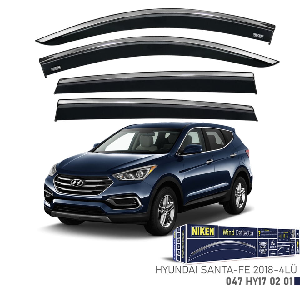 Niken Hyundai Santa Fe Cam Rüzgarlığı Kromlu (2018+) 4'lü Set