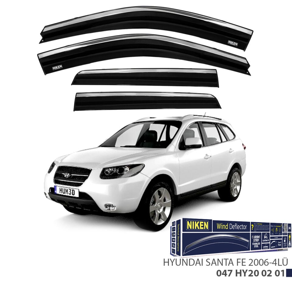 Niken Hyundai Santa Fe Cam Rüzgarlığı Kromlu (2006+) 4'lü Set