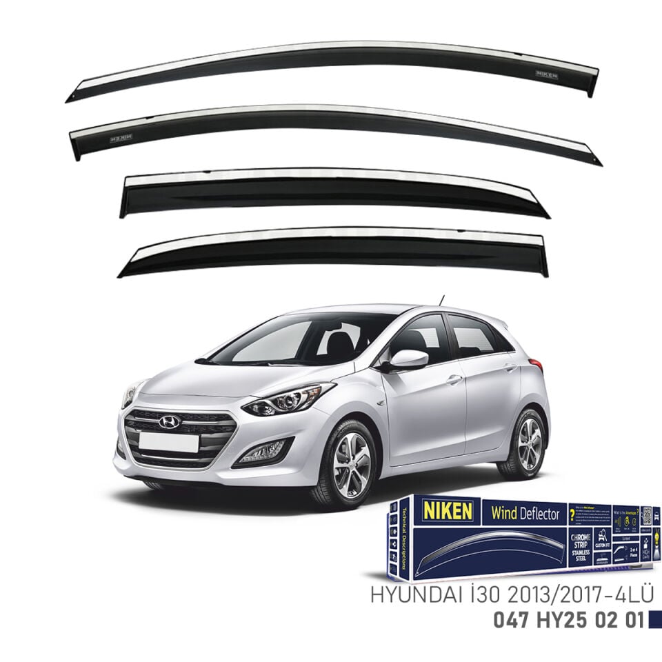 Niken Hyundai i30 Cam Rüzgarlığı Kromlu (2013-2017) 4'lü Set