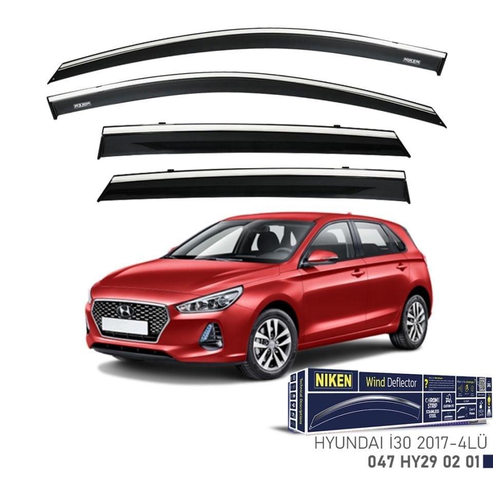 Niken Hyundai i30 2017- Kromlu Cam Rüzgarlığı 4 LÜ