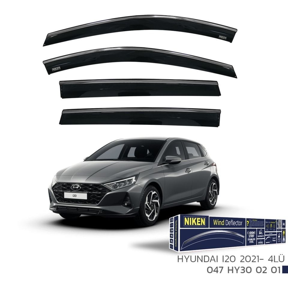 Niken Hyundai i20 2021- Kromlu Cam Rüzgarlığı 4 LÜ