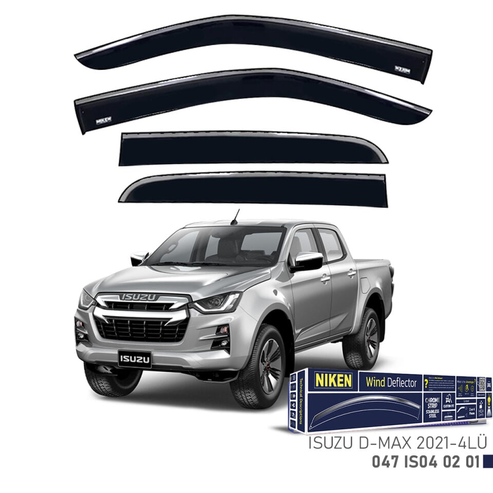 Niken Isuzu D-Max Cam Rüzgarlığı Kromlu (2021+) 4'lü Set