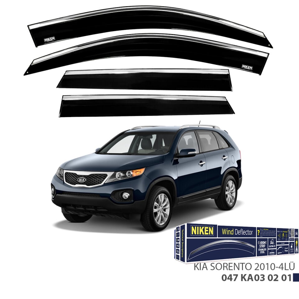Niken Kia Sorento Cam Rüzgarlığı Kromlu (2010+) 4'lü Set