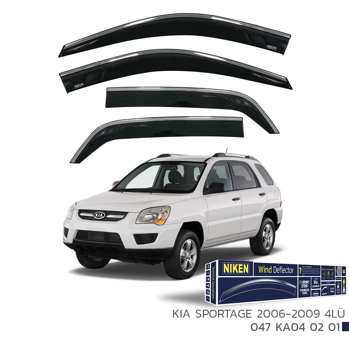 Niken Kia Sportage Cam Rüzgarlığı Kromlu (2006-2009) 4'lü Set