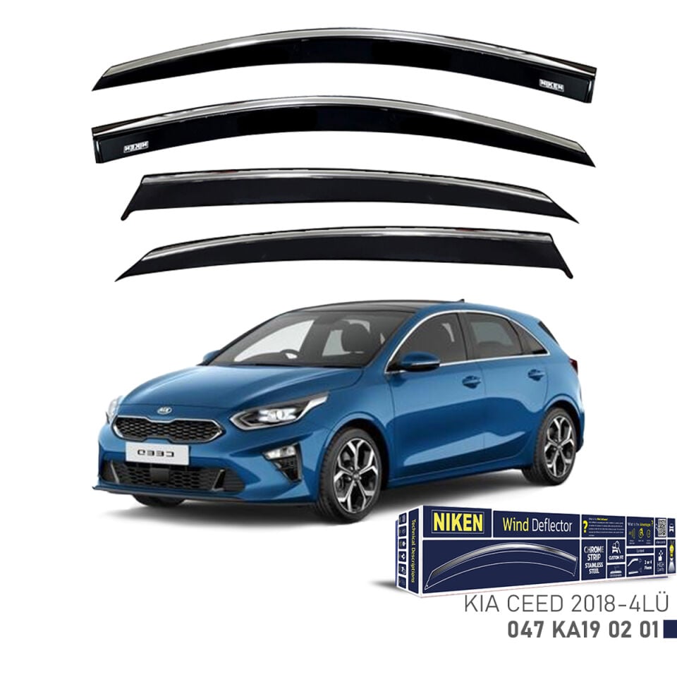 Niken Kia Ceed Cam Rüzgarlığı Kromlu (2018+) 4'lü Set